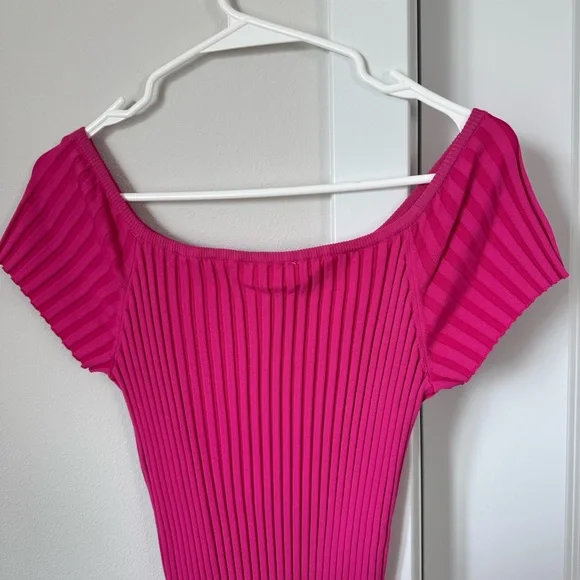 NWT ASTR The Label Loriana Dress Size XL Pink Ribbed Bodycon Off the Shoulder - Picture 10 of 16